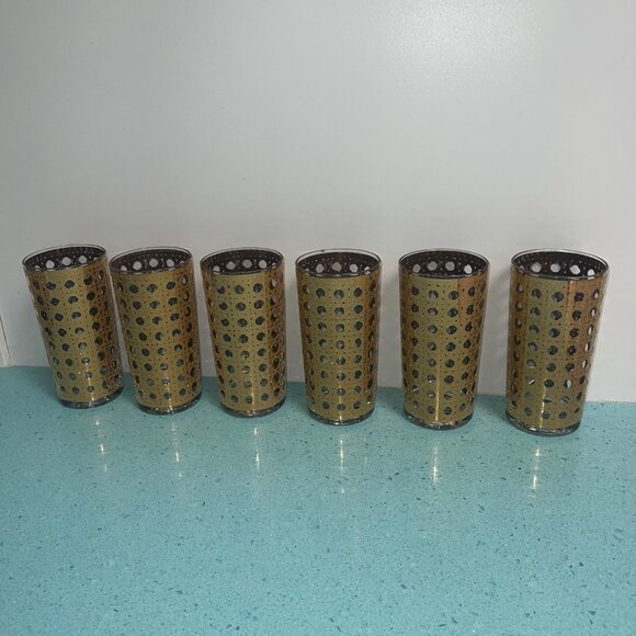 Culver Vintage Glasses Set of 6 Cannella 22K Gold Highball Mid Century Barware - Picture 6 of 9
